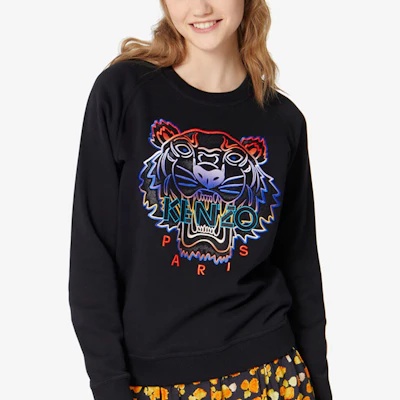 (W) Kenzo Sweatshirt Hitam dengan Bordir Kepala Harimau Warna-Warni F962SW8074XE-99 Cheap (W) Kenzo Sweatshirt Hitam dengan Bordir Kepala Harimau Warna-Warni F962SW8074XE-99