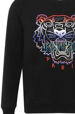 (W) Kenzo Sweatshirt Hitam dengan Bordir Kepala Harimau Warna-Warni F962SW8074XE-99 1