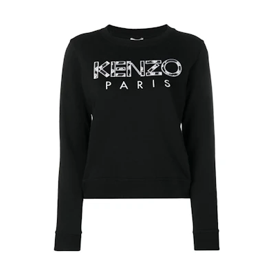 (Women) Kenzo Black Sweatshirt with Leopard Print Logo F952SW775952-99