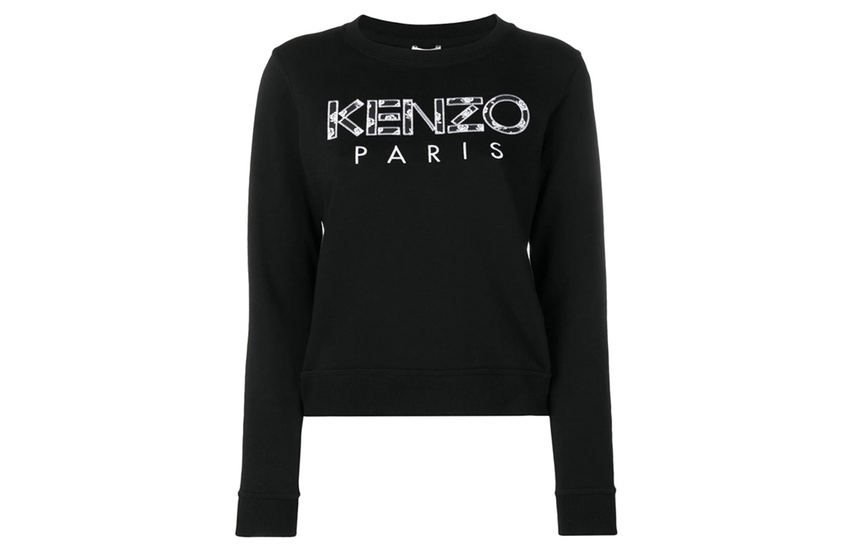 Order (Women) Kenzo Black Sweatshirt with Leopard Print Logo F952SW775952-99