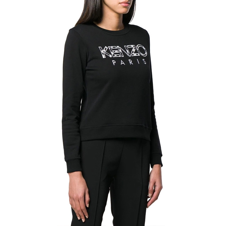 Lookbook (Women) Kenzo Black Sweatshirt with Leopard Print Logo F952SW775952-99
