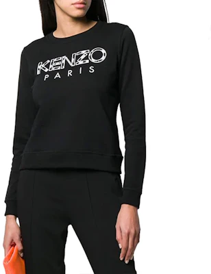 (Women) Kenzo Black Sweatshirt with Leopard Print Logo F952SW775952-99 Purchase (Women) Kenzo Black Sweatshirt with Leopard Print Logo F952SW775952-99