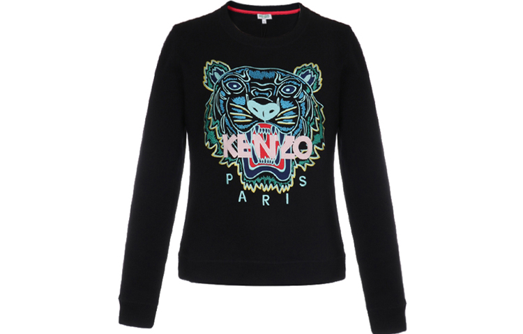 (Women) KENZO Black Tiger Embroidered Crewneck Cotton Sweatshirt FA5-2SW705-4XA-99