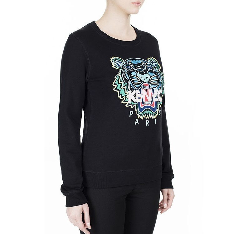 Details for (W) KENZO黑色虎頭刺繡純棉圓領長袖上衣 FA5-2SW705-4XA-99