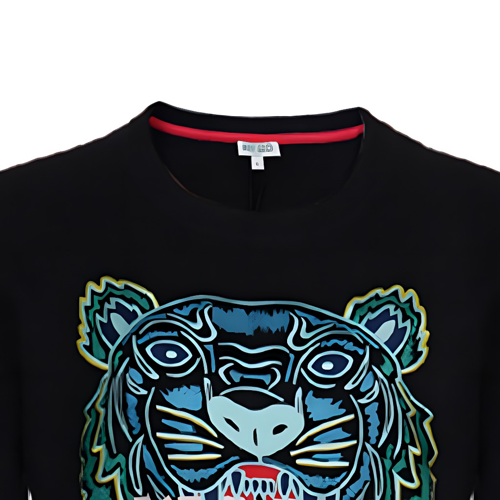 Sizing (W) KENZO黑色虎頭刺繡純棉圓領長袖上衣 FA5-2SW705-4XA-99