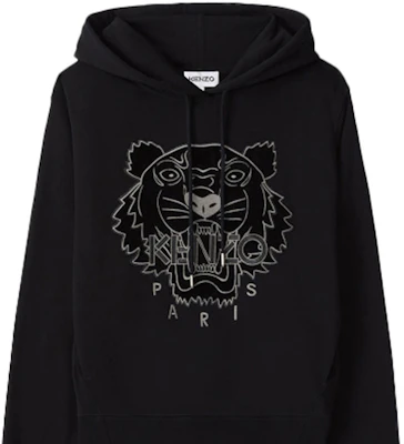 (Women) KENZO Black Tiger Embroidered Logo Hoodie FA62SW8714XJ-99 Details for (Women) KENZO Black Tiger Embroidered Logo Hoodie FA62SW8714XJ-99