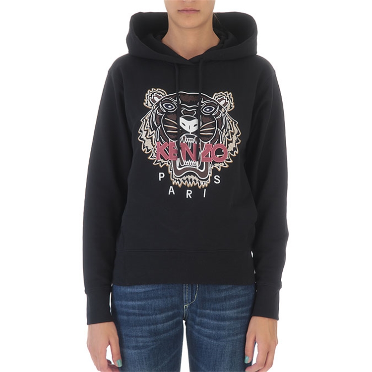Details for (Women) KENZO Black Tiger Embroidered Pullover Hoodie 2SW8714XA-99