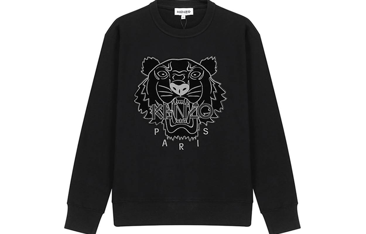 (Women) KENZO Black Tiger Embroidery Velvet Crewneck Sweatshirt FA62SW8244XJ-99