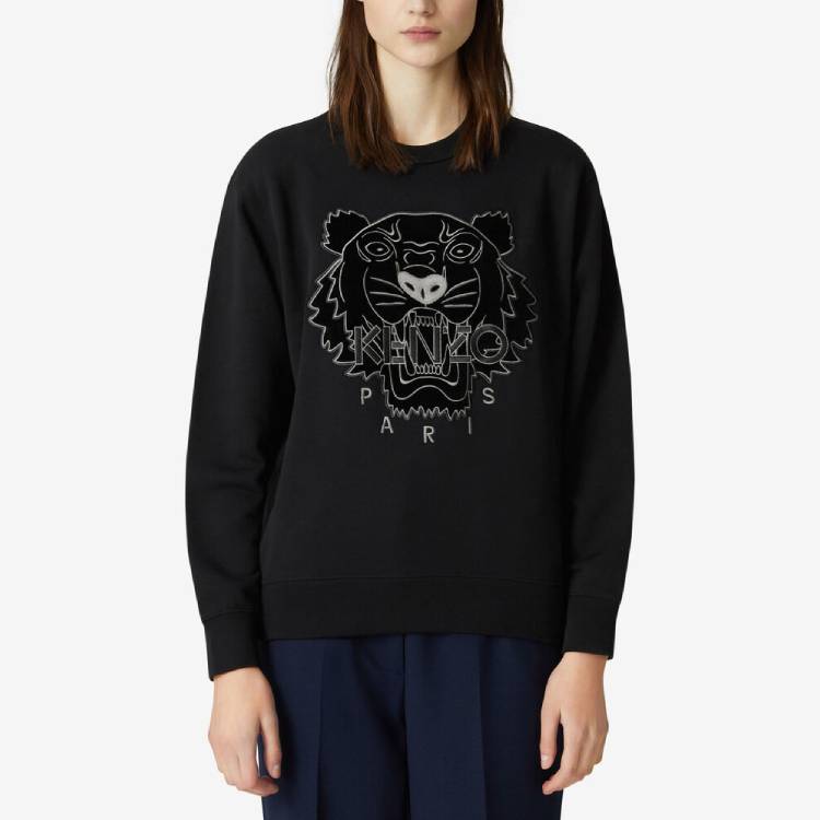 Shop (W) Sudadera de terciopelo negra KENZO con bordado de tigre. FA62SW8244XJ-99
