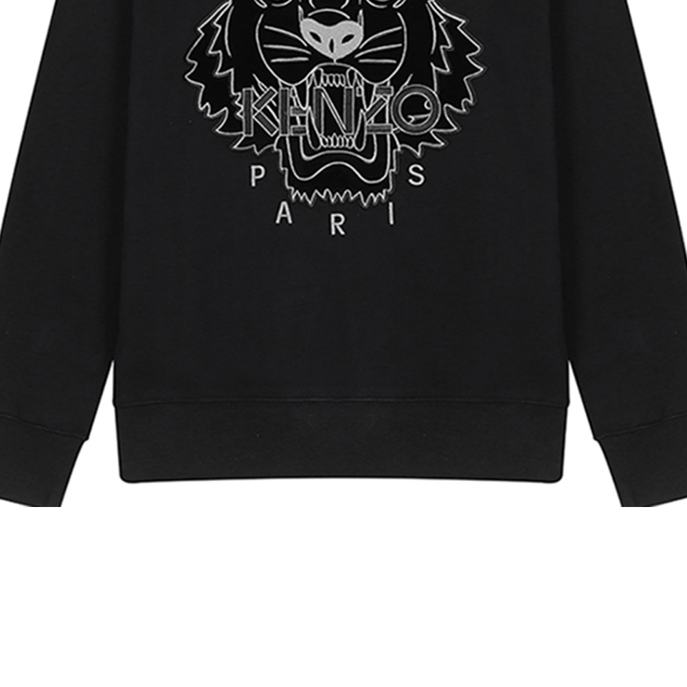 Sizing (W) Sudadera de terciopelo negra KENZO con bordado de tigre. FA62SW8244XJ-99