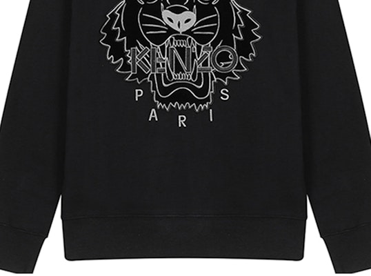 (W) Sudadera de terciopelo negra KENZO con bordado de tigre. FA62SW8244XJ-99 Sizing (W) Sudadera de terciopelo negra KENZO con bordado de tigre. FA62SW8244XJ-99