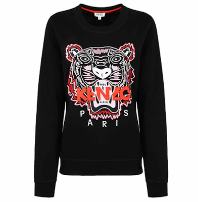 (Women) Kenzo Black Tiger Head Embroidered Pullover Sweatshirt F962SW7054XA-99A Buy (Women) Kenzo Black Tiger Head Embroidered Pullover Sweatshirt F962SW7054XA-99A