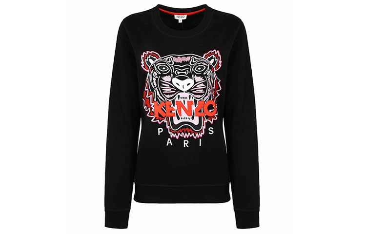 Order (Women) Kenzo Black Tiger Head Embroidered Pullover Sweatshirt F962SW7054XA-99A