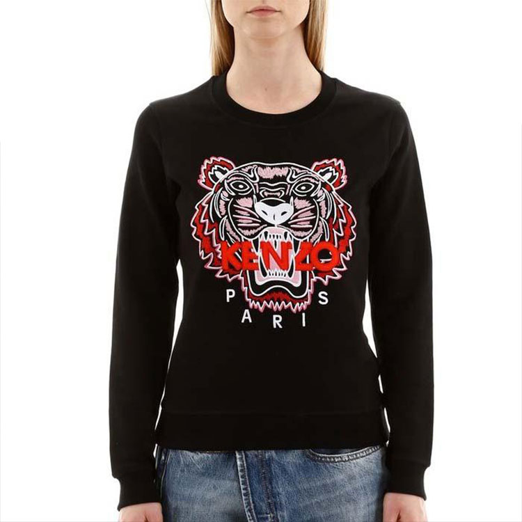 Purchase (Women) Kenzo Black Tiger Head Embroidered Pullover Sweatshirt F962SW7054XA-99A