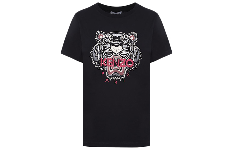Order (W) Camiseta Negra de Manga Corta con Gráfico de Cabeza de Tigre KENZO. FA62TS8464YB-99
