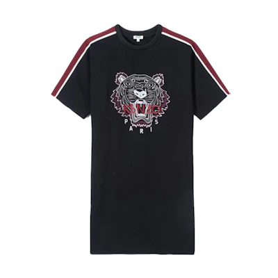 (Women) KENZO Black Tiger Head Striped Dress F962RO0645AC-99