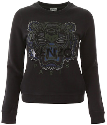 (W) 겐조 블랙 타이거 프린트 코튼 긴팔 풀오버 스웨트셔츠 F762SW7054XD-99 Buy (W) 겐조 블랙 타이거 프린트 코튼 긴팔 풀오버 스웨트셔츠 F762SW7054XD-99