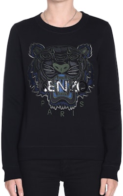 (W) 겐조 블랙 타이거 프린트 코튼 긴팔 풀오버 스웨트셔츠 F762SW7054XD-99 Lookbook (W) 겐조 블랙 타이거 프린트 코튼 긴팔 풀오버 스웨트셔츠 F762SW7054XD-99