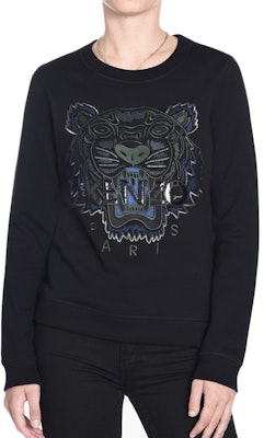 (W) 겐조 블랙 타이거 프린트 코튼 긴팔 풀오버 스웨트셔츠 F762SW7054XD-99 Shop (W) 겐조 블랙 타이거 프린트 코튼 긴팔 풀오버 스웨트셔츠 F762SW7054XD-99