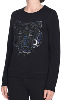(W) 겐조 블랙 타이거 프린트 코튼 긴팔 풀오버 스웨트셔츠 F762SW7054XD-99 Details for (W) 겐조 블랙 타이거 프린트 코튼 긴팔 풀오버 스웨트셔츠 F762SW7054XD-99