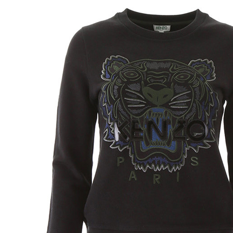 Sizing (W) 겐조 블랙 타이거 프린트 코튼 긴팔 풀오버 스웨트셔츠 F762SW7054XD-99