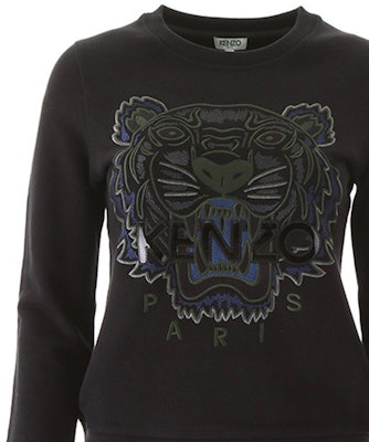 (W) 겐조 블랙 타이거 프린트 코튼 긴팔 풀오버 스웨트셔츠 F762SW7054XD-99 Sizing (W) 겐조 블랙 타이거 프린트 코튼 긴팔 풀오버 스웨트셔츠 F762SW7054XD-99