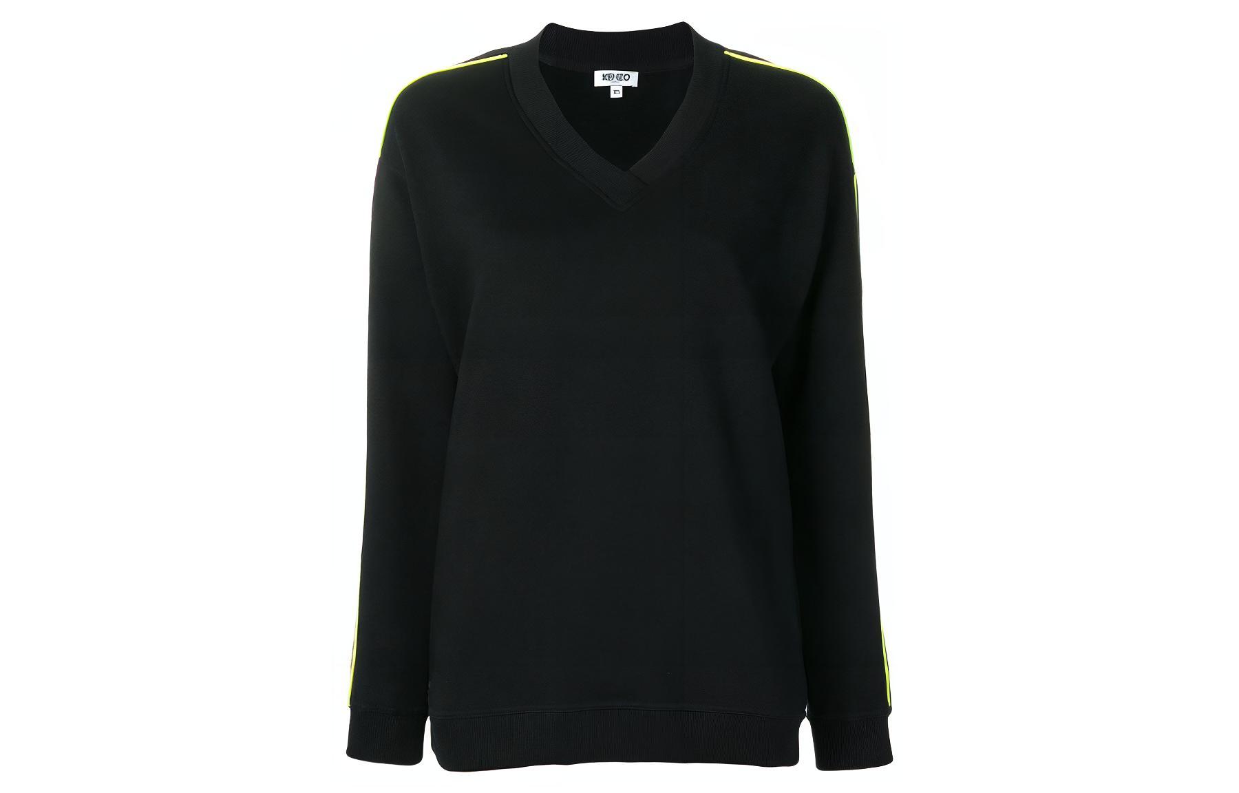 (Women) Kenzo Black V-Neck Stripe Logo Sweatshirt F952SW774952-99B