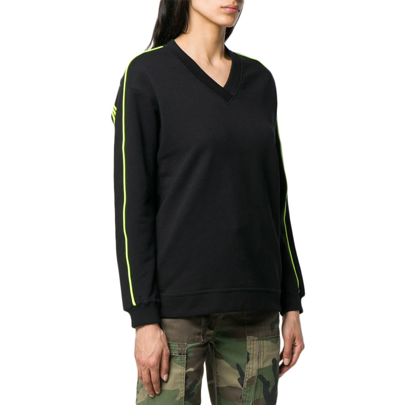 Shop (Women) Kenzo Black V-Neck Stripe Logo Sweatshirt F952SW774952-99B