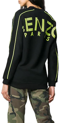 (Women) Kenzo Black V-Neck Stripe Logo Sweatshirt F952SW774952-99B Purchase (Women) Kenzo Black V-Neck Stripe Logo Sweatshirt F952SW774952-99B