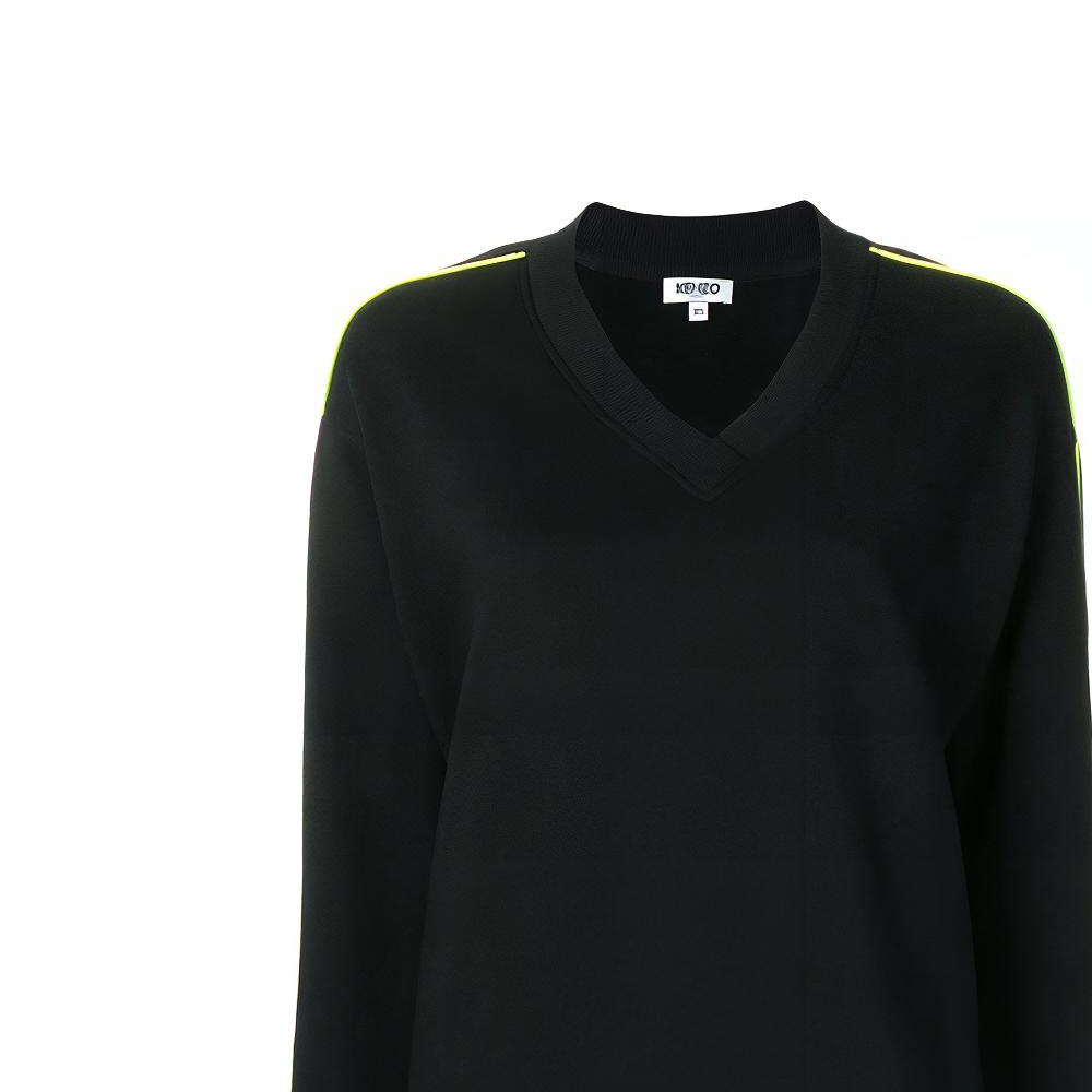 Details for (Women) Kenzo Black V-Neck Stripe Logo Sweatshirt F952SW774952-99B