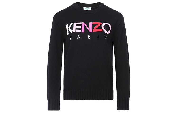 Order (Women) KENZO Black Wool Sweater with Multicolor Logo F962TO618808-99