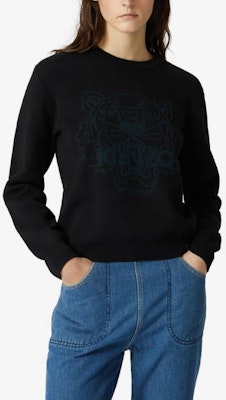 (W) KENZO ブラックウールセーター タイガーヘッド刺繍入り FA62PU5303XA-99 Shop (W) KENZO ブラックウールセーター タイガーヘッド刺繍入り FA62PU5303XA-99