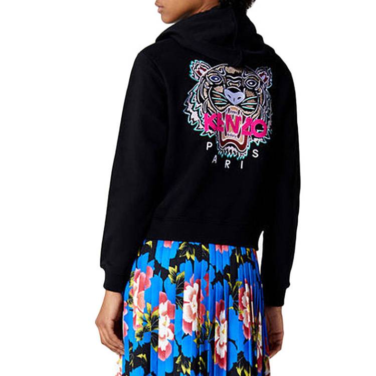 (Women) KENZO Black Zip-Up Hoodie with Embroidered Tiger Head on Back F962BL7214XA-99 圖 6