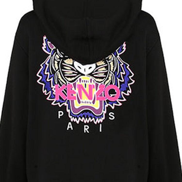 (Women) KENZO Black Zip-Up Hoodie with Embroidered Tiger Head on Back F962BL7214XA-99 圖 7