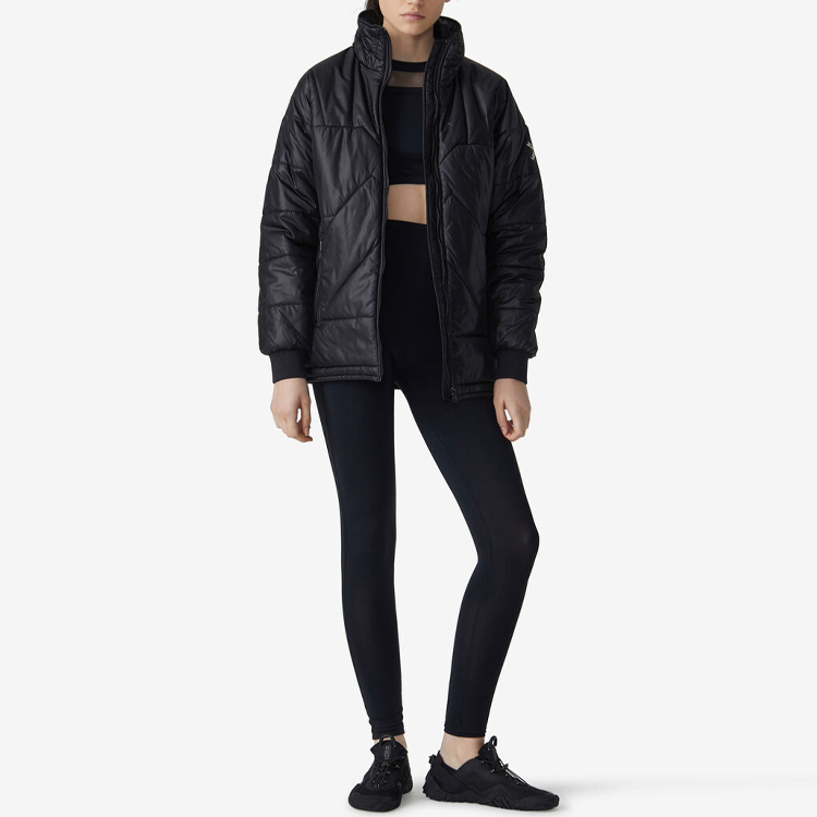 Shop (Women) KENZO Black Zip-Up Jacket with Stand Collar FA62OU065565-99