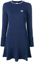 (Women) KENZO Blue Embroidered Tiger Long Sleeve A-Line Dress F762RO814952-77 (Women) KENZO Blue Embroidered Tiger Long Sleeve A-Line Dress F762RO814952-77