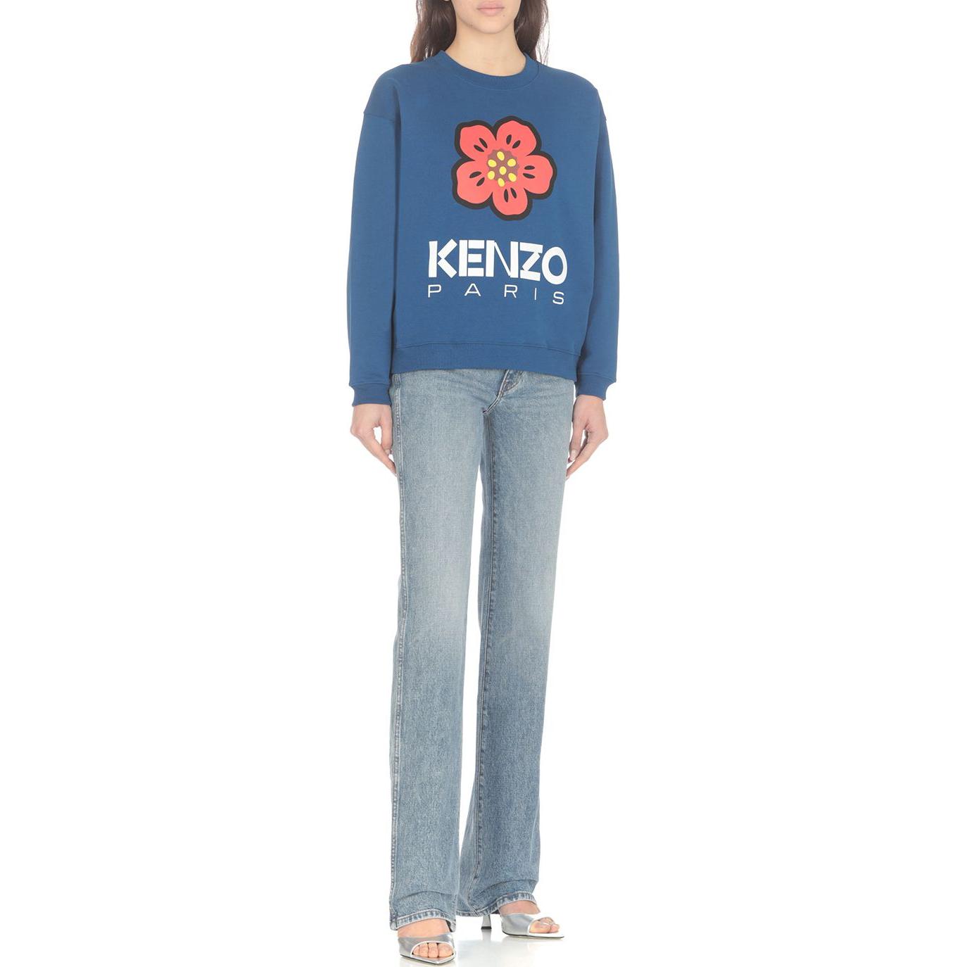 (Women) Kenzo Blue Floral Logo Print Crewneck Long-Sleeve Sweatshirt FD52SW0364ME-74 圖 3