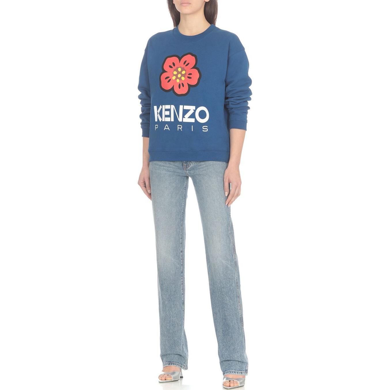 (Women) Kenzo Blue Floral Logo Print Crewneck Long-Sleeve Sweatshirt FD52SW0364ME-74 圖 4