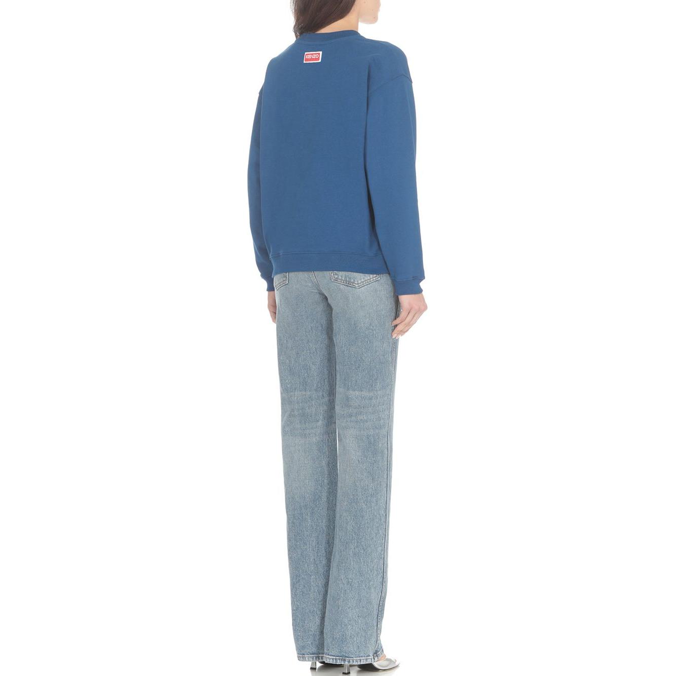 (Women) Kenzo Blue Floral Logo Print Crewneck Long-Sleeve Sweatshirt FD52SW0364ME-74 圖 5