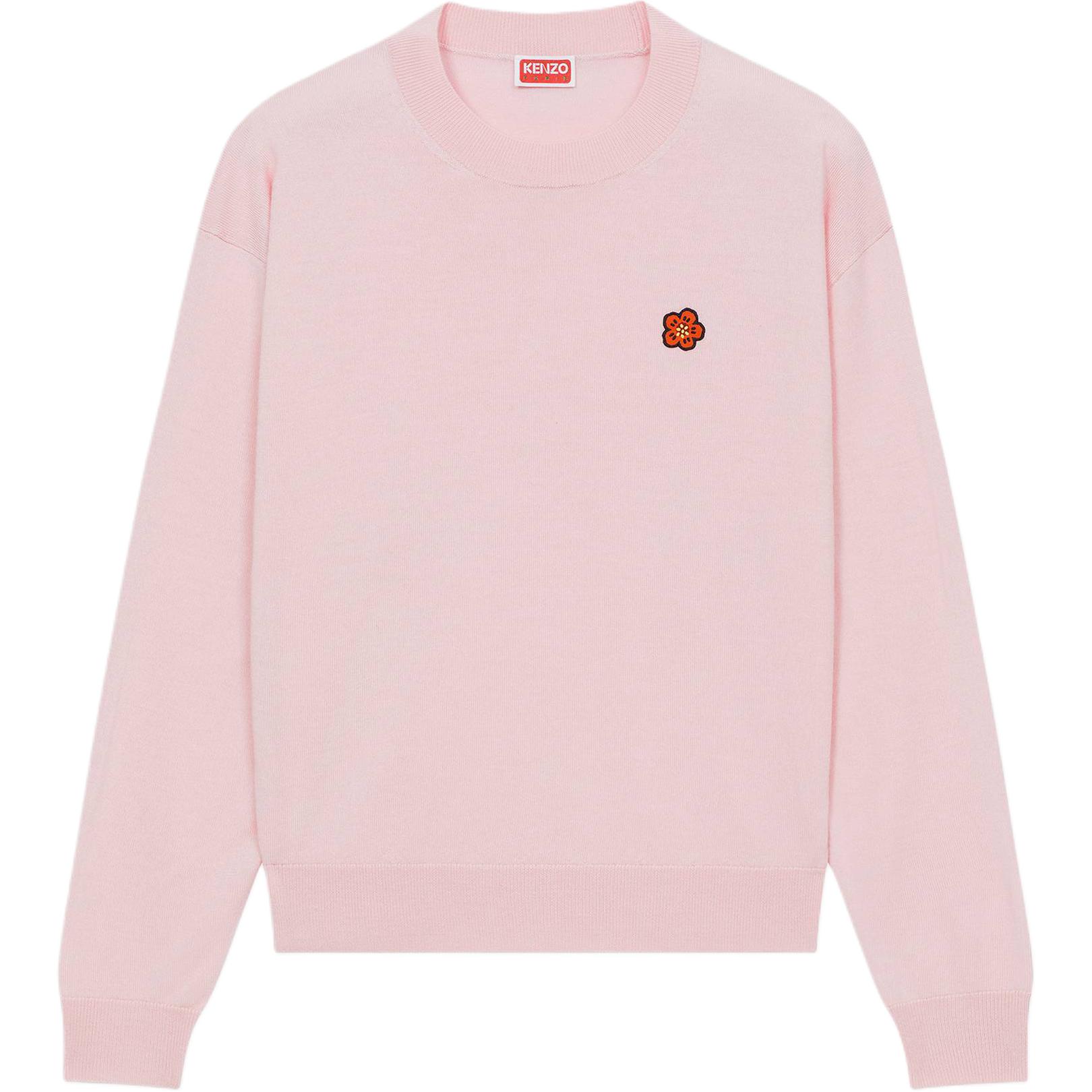 (Women) KENZO Boke Flower Embroidered Wool Jumper Pink  Crewneck Sweater. FD52PU3813LB-34