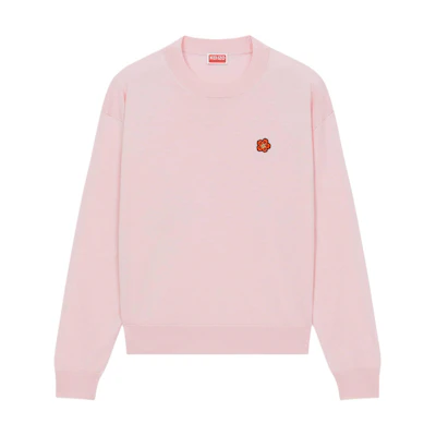 (Women) KENZO Boke Flower Embroidered Wool Jumper Pink Crewneck Sweater. FD52PU3813LB-34