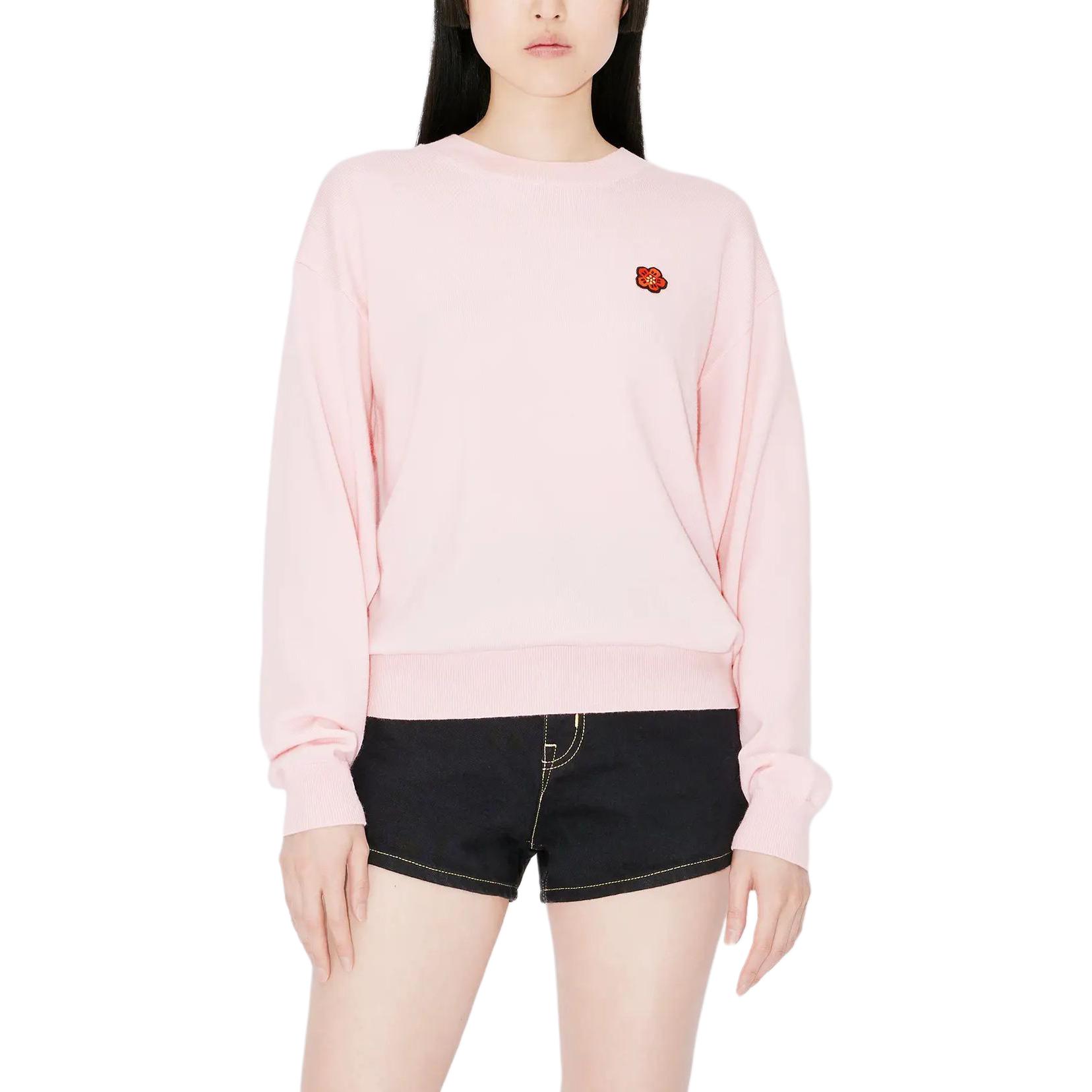 Purchase (W) ケンゾー ボケ フラワー 刺繍 ウール ジャンパー ピンク クルーネック セーター FD52PU3813LB-34