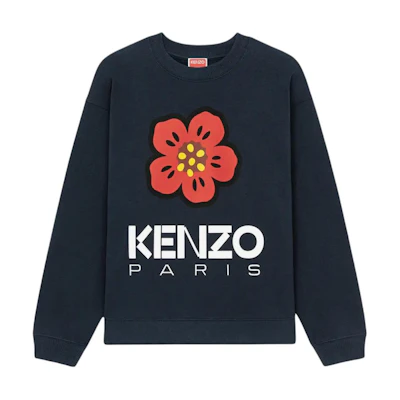(Women) KENZO BOKE Flower Logo Print Crewneck Sweatshirt Blue SS23 Collection. FD52SW0364ME-77