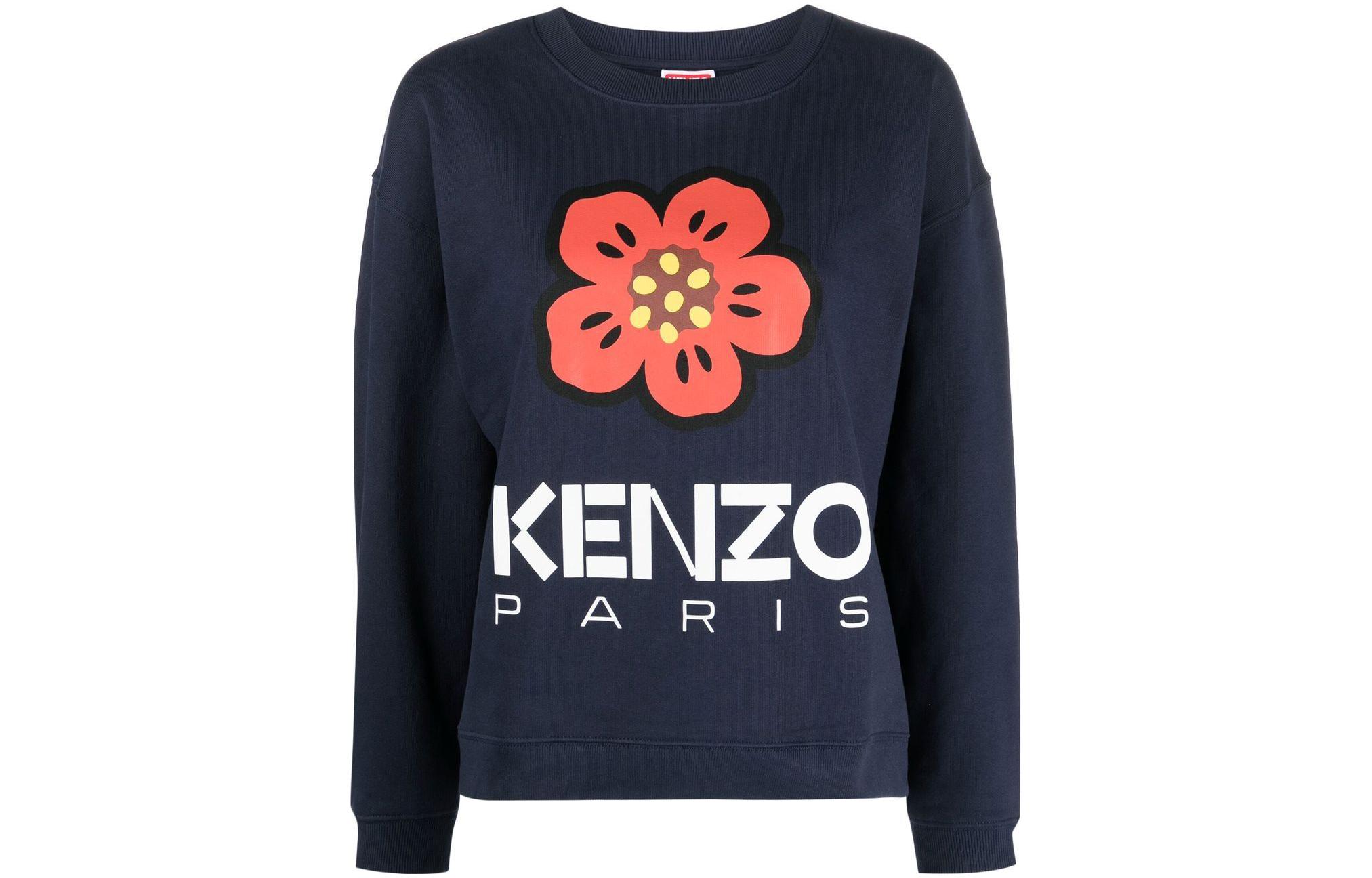 Order (Women) KENZO BOKE Flower Logo Print Crewneck Sweatshirt Blue  SS23 Collection. FD52SW0364ME-77
