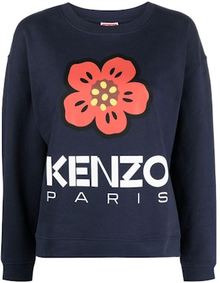 (Women) KENZO BOKE Flower Logo Print Crewneck Sweatshirt Blue SS23 Collection. FD52SW0364ME-77 Order (Women) KENZO BOKE Flower Logo Print Crewneck Sweatshirt Blue SS23 Collection. FD52SW0364ME-77