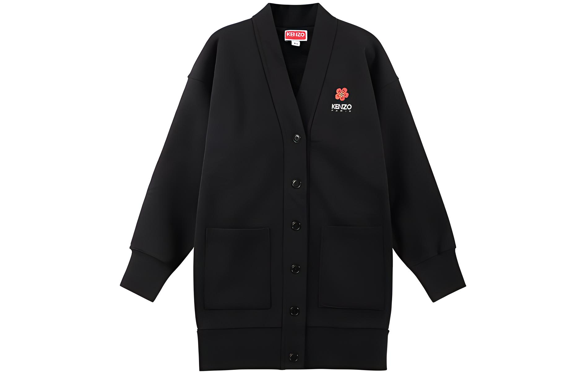 (Women) KENZO Boke Flower Logo V-Neck Floral Knit Cardigan  Black FD62RO7164ME-99J