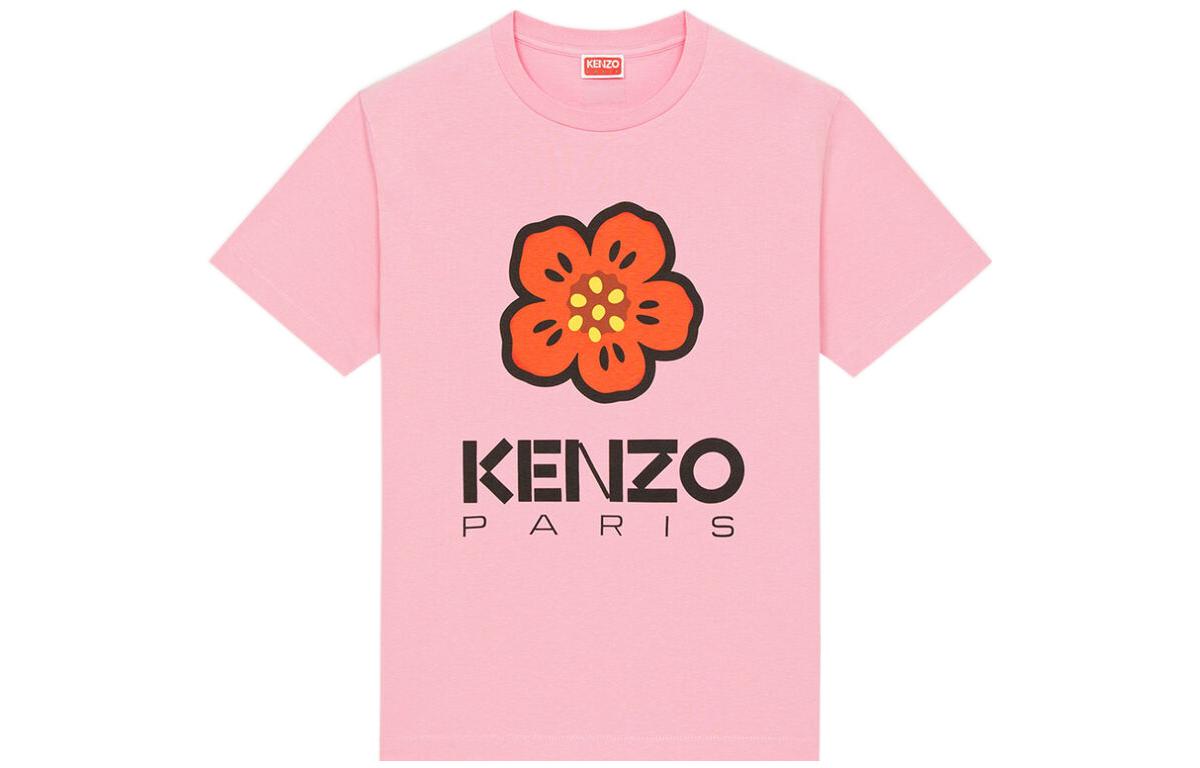 Order (W) KENZO Boke Flower SS23 T-Shirt Cetak Huruf Bunga Pink. FD52TS0394SO-30