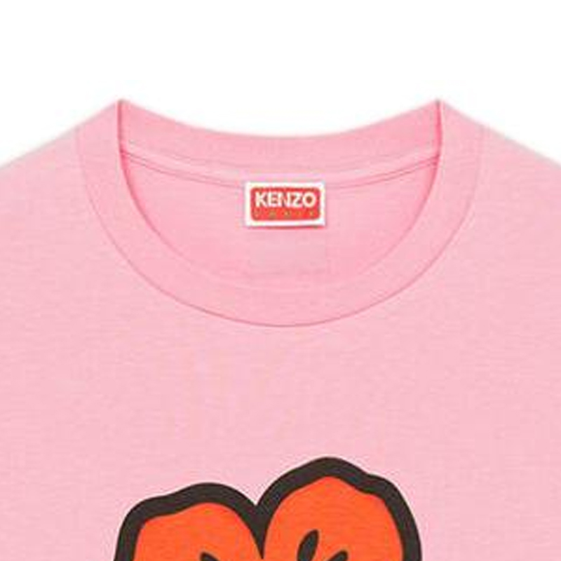 Sizing (W) KENZO Boke Flower SS23 T-Shirt Cetak Huruf Bunga Pink. FD52TS0394SO-30