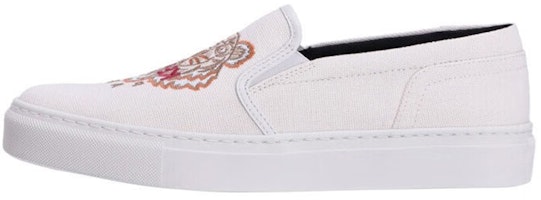 (Women) Kenzo Canvas Classic Embroidered White 'Tiger Print Low-Top' FC52SN100F71.01A (Women) Kenzo Canvas Classic Embroidered White 'Tiger Print Low-Top' FC52SN100F71.01A