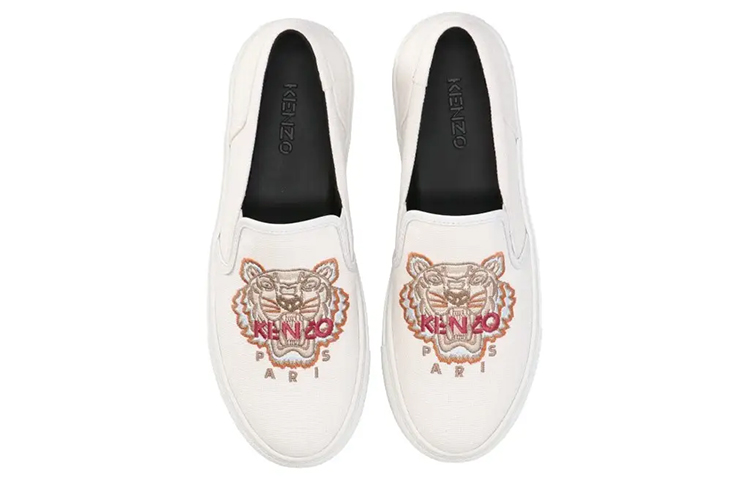 (W) Kenzo Canvas Classic Embroidered White 'Tiger Print Low-Top' 圖 4